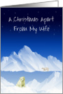 Christmas apart wife, polar bears on ice under stars, parted by water, card