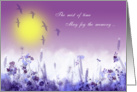Remembrance of a friend, mist of time, pastel lilac,blue,violet,birds card