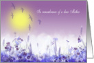 In remembrance of a dear mother, lilac, blue, white, meadow ,birds card