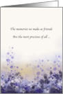 In memory of friend, soft watercolor flowers, purple, lilac, white, card