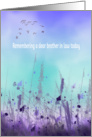 Brother in law remembrance, purple, blue meadow, birds, card