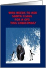 Christmas monkey and penguins, Chimp lost at south pole, gps joke card