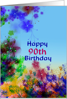 Ninetieth birthday wishes, glorious flowers, Happy 90th birthday card