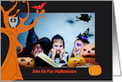 Halloween party, spooky invite, photo card, witch,owl, bat, join us, card