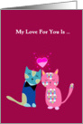 Valentine’s Day, cat love, hearts, cheek to cheek kitties, card