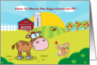 Easter egg-citement, Farmyard bunny, cow & bee. card