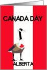 Alberta Canada Day, Canada goose, maple lea, Canadian flag stripes, card