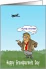 Grandparents Day flying grandpa in goggles & scarf, card