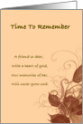 Remembrance of the passing of a female friend, card