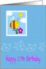 27th birthday wishes, cute bee holding flower in clouds, card