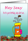 Golfing birthday humor, sexy golf bag playing a round, card