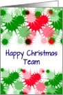 Happy Christmas team, red & green abstract bauble design, card