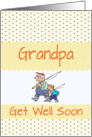 Get well soon grandpa,, fishing trip, cute boy and grandpa, pastels, card