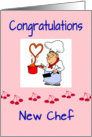 New Chef Congratulations, gingham, cherries, pan, braise be, humor, card