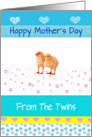 Happy Mother’s Day from the twins, twin fluffy chicks, white, blue, card