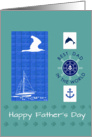 Father’s Day nautical theme, blue green, best dad in the world, boat, card
