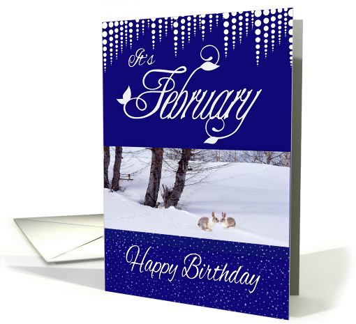 February birthday, icicles, snow, rabbits, bird, trees,... (1003541)