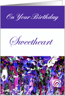Sweetheart on your birthday, mauve, pink, butterflies,abstract, card