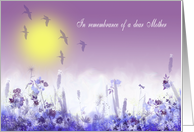 In remembrance of a dear mother, lilac, blue, white, meadow ,birds card