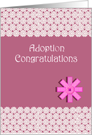 Adoption girl congratulations, pink, white lace, bow, card
