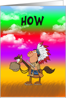 Wedding anniversary humor, indian, pony, rainbow colors, Big Chief, card