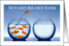 We’re sorry you’re leaving, fish leaping from bowl, card