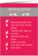 Beating cancer means putting one foot in front of the other,footprints card