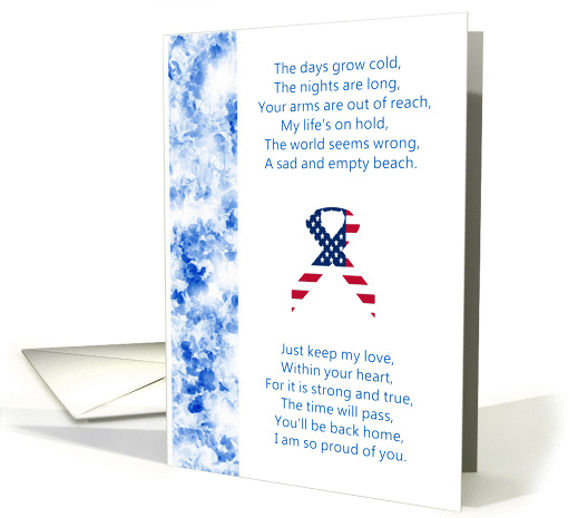 US forces missing you but proud verse with ribbon, military, card