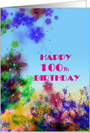 Hundredth Birthday, Happy 100th Birthday, pretty floral card, card