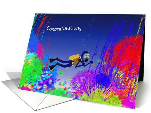 Scuba diver congratulations, completion of scuba diving course card