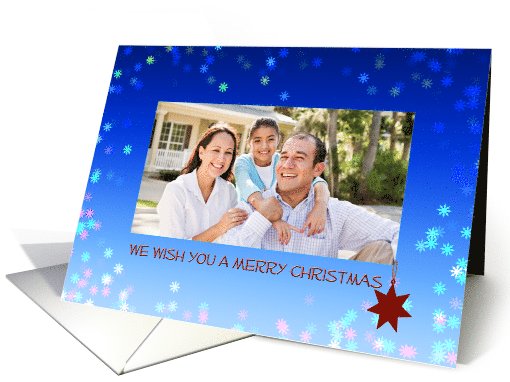 Christmas photo customizable, stars, blue, add your own photo card
