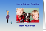 Father’s Day photo card, from your brood, bottle & beer glass, card