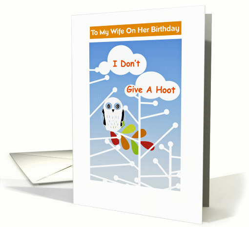 Wife birthday humor, Owl in tree saying I don't give a hoot, card