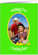Easter Wishes, wishing you a cracking easter,egg frame photo card