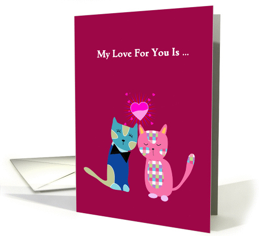 Valentine's Day, cat love, hearts, cheek to cheek kitties, card