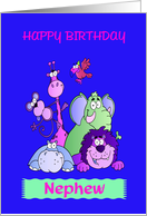 Nephew birthday, Jungle animals, inner verse. card