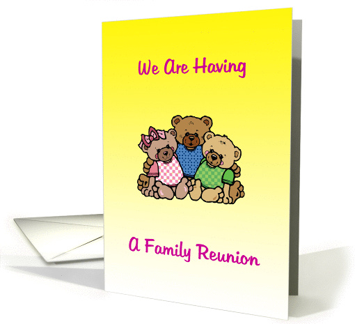 Family reunion invitation, three cuddling bears, card (925826)