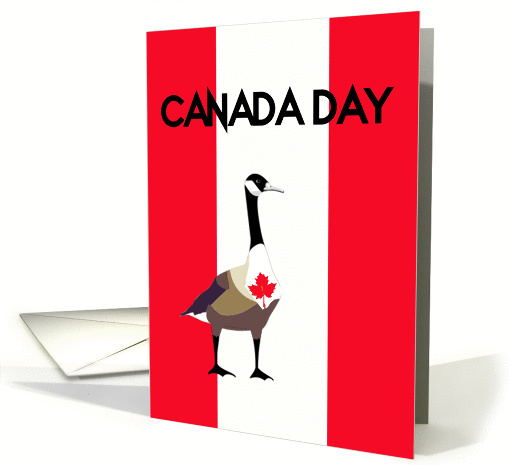 Canada Day, Canada goose, maple lea, Canadian flag stripes card