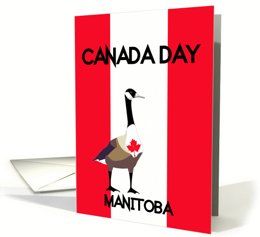 Manitoba Canada Day, Canada goose, maple leaf, flag colors, card