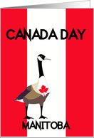 Manitoba Canada Day, Canada goose, maple leaf, flag colors, card