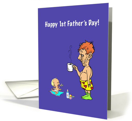 First father's day, humorous dad in boxers shorts with... (932523)