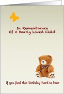 Child remembrance for birthday, teddy bear, card