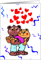 Cute bears wedding anniversary wishes, hearts and smiles, spouse card