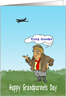 Grandparents Day flying airplane grandpa in goggles & scarf card