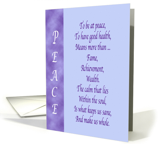 Peace message, calm, health, encouragement, card (943691)