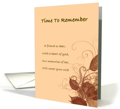Remembrance of the passing of a female friend, card (950638)