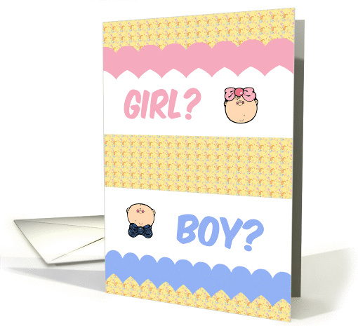Baby scan good luck, girl or boy, pink & blue patterns, card (969731)