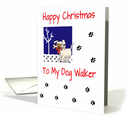 Happy Christmas to my dog walker, dog, paw prints, red,... (982335)