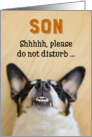 Son - Funny Birthday Card - Dog with Goofy Grin card