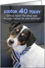 Funny Godson 40th Birthday Card - Dog Wearing Smart Tie card